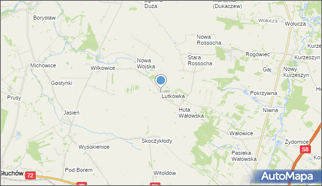 mapa Lutkówka, Lutkówka gmina Rawa Mazowiecka na mapie Targeo